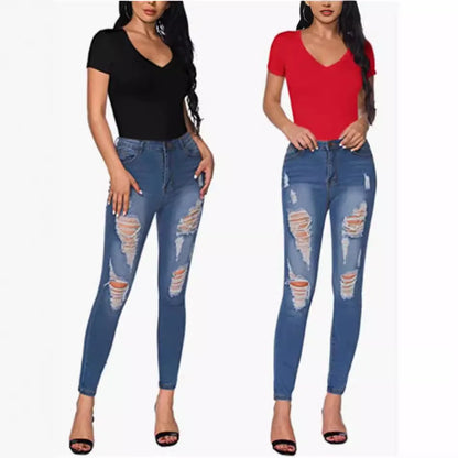 Bodysuit Women Sexy Slim Short Sleeve Bodycon Jumpsuit V Neck Rompers Overalls Body Shapers 2024 New