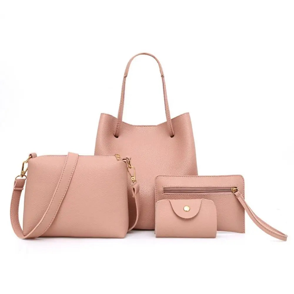 4Pcs Faux Leather Shoulder Bag Women Handbag Crossbody Bags Clutches Purse Set Trend Female Shoulder Bag Casual Purse Set