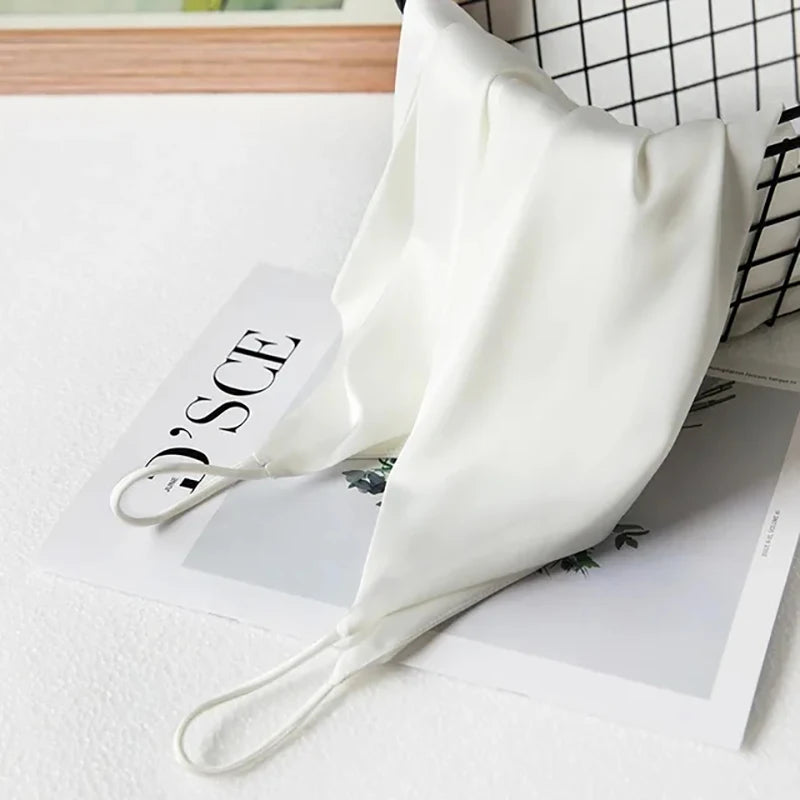 Spaghetti Strap Top Women Halter V Neck Basic White Cami Sleeveless Satin Silk Tank Tops Women Summer 2025 Camisole