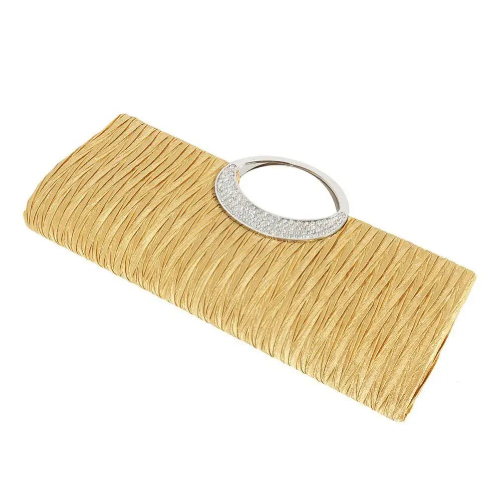 Fashion Women Luxury Handheld Bag Rhinestone Satin Pleated Evening Bag Party Shoulder Bag Clutch Purse Handbag