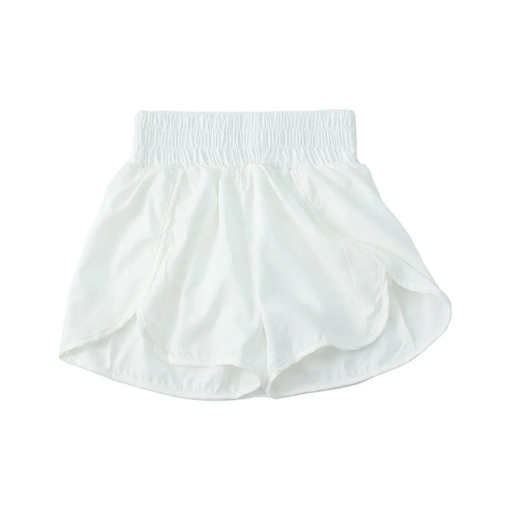 Women's Athletic Shorts High Waisted Running Shorts Pocket Sporty Short Gym Elastic Workout Shorts Quick Dry