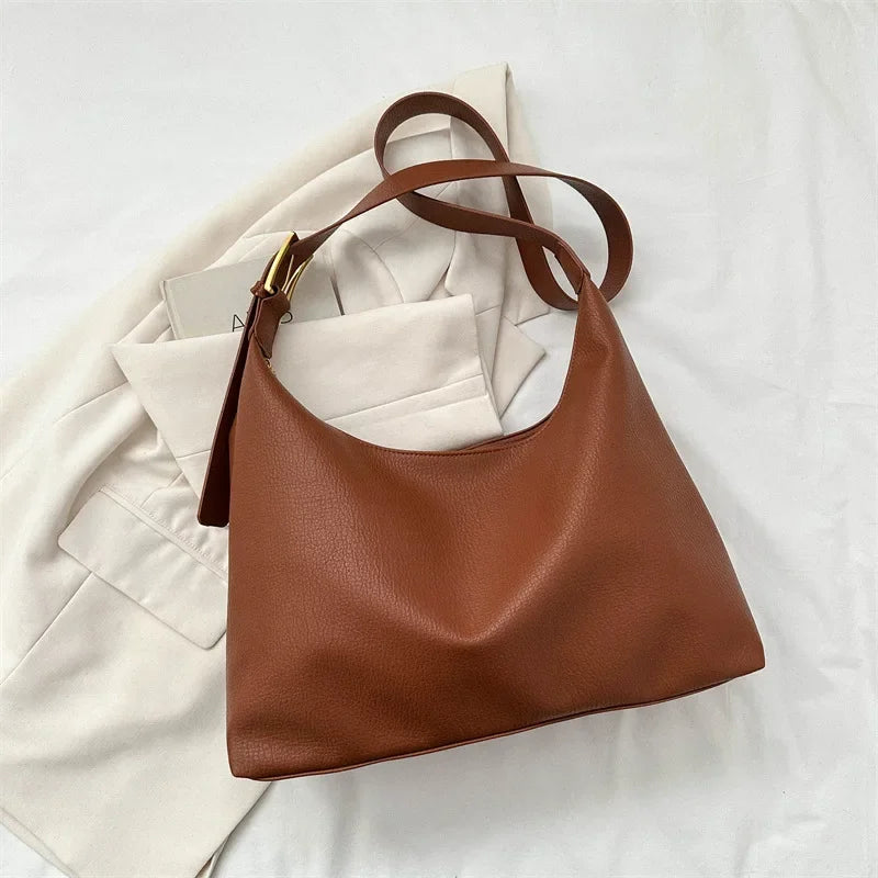 Soft Pu Leather Women Messenger Bags Fashion Vintage Ladies Shoulder Tote Bags Solid Color Female Large Capacity Handbags Purse