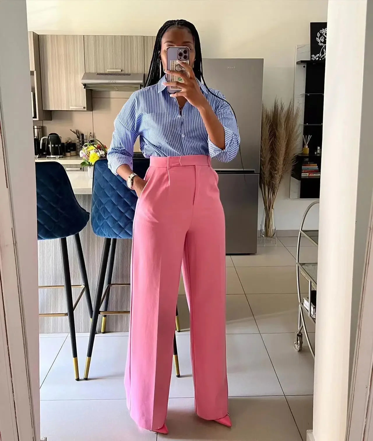 2025 New Women's Pants High Waist Straight Wide Leg Casual Pants