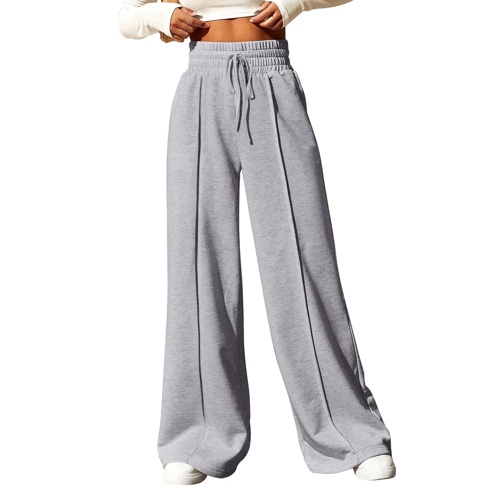 Wide Leg Pants For Women’S Fleece Lined Sweatpants Straight Pants Bottom All-Math Plain Fitness Joggers Pants Travel Basic