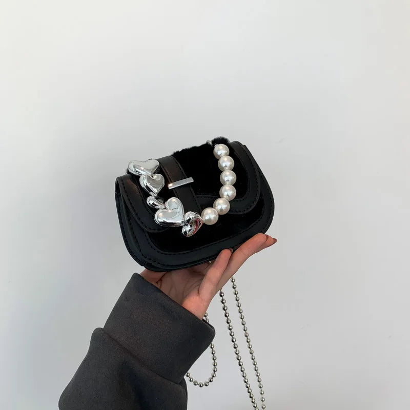 Luxury Designer Faux Fur Handbag Women Mini Fur Shoulder Crossbody Bag Ladies Fashion Party Purse Lipstick Bag Chain Clutches