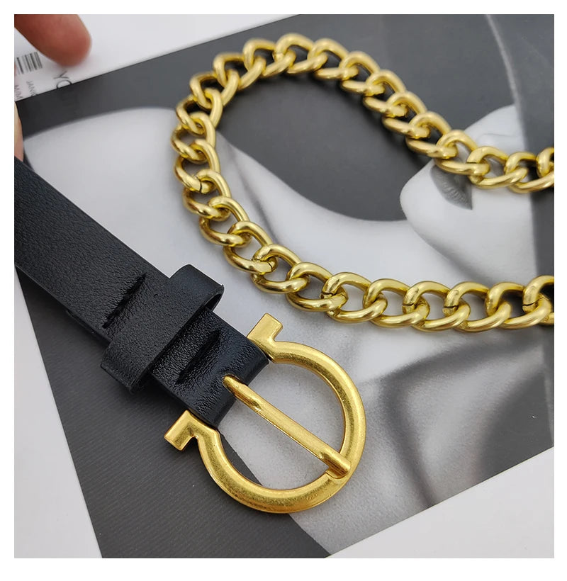 Designer Belts For Women High Quality Luxury Golden Chain Belt Ladies Dress Waistband Flower Adjustable Punk Corset