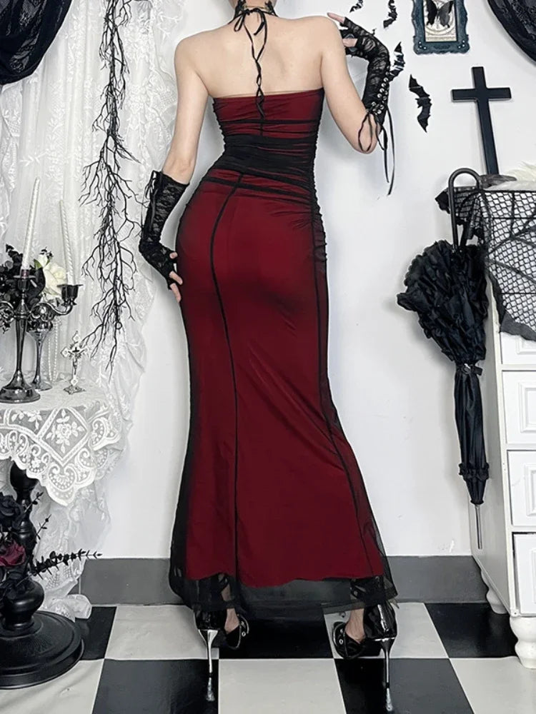 Vintage Elegance Halter Dress
