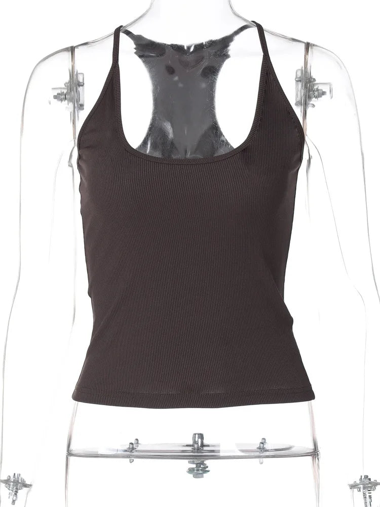 Square Collar Tank Top Spaghetti Strap Crop Top Women Edgy Clothes Y2k Accessories Sleeveless Camison Verano Sexy Top Streetwear