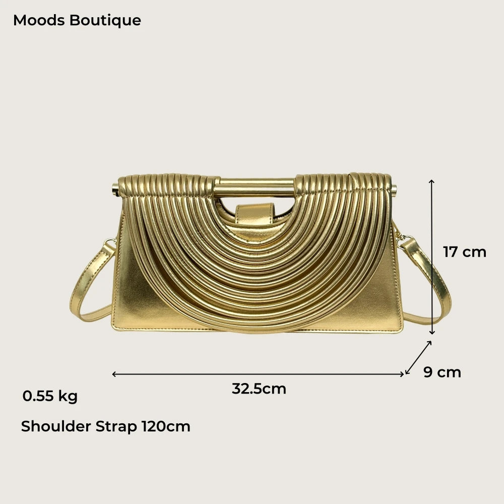 Branded Luxury Evening Clutch Purse For Women Noodles Design Golden Crossbody Bag For Wedding Dinner Party Designer Handbag 2025