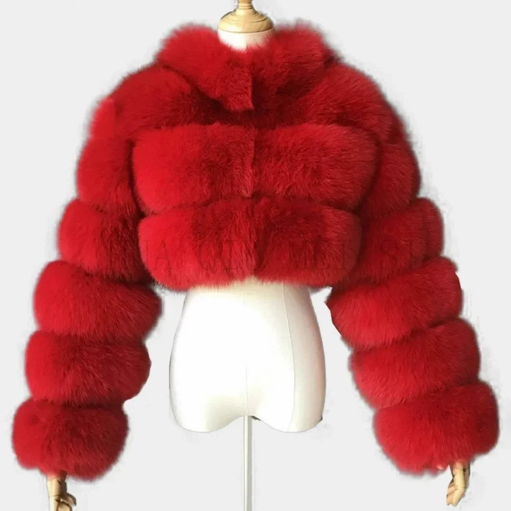 S-8XL Winter Warm Loose Fluffy Plush Jacket Women Striped Faux Fur Soft Velvet Coat Ladies Long Sleeves Thick Short Overcoat