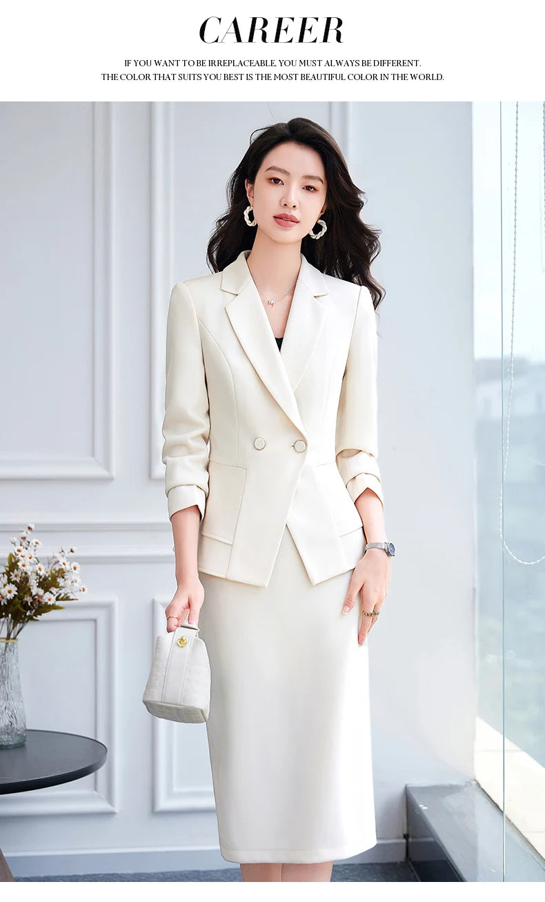 NAVIU High Quality Slim Fashion Career Work Wear Suits With Jacket And Skirt Elegant Professional Business Work Blazer Outfits