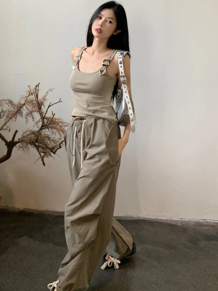 Tanks Women Personality Creativity Casual Trendy All-match Chic Age-reducing Simple Streetwear Solid New Summer Lady Sweet Thin