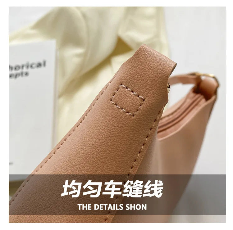 Women's Handbags Retro Solid Color PU Leather Shoulder Underarm Bag Fashion Casual Hobos Purses and Handbag Ladies Hand Bags