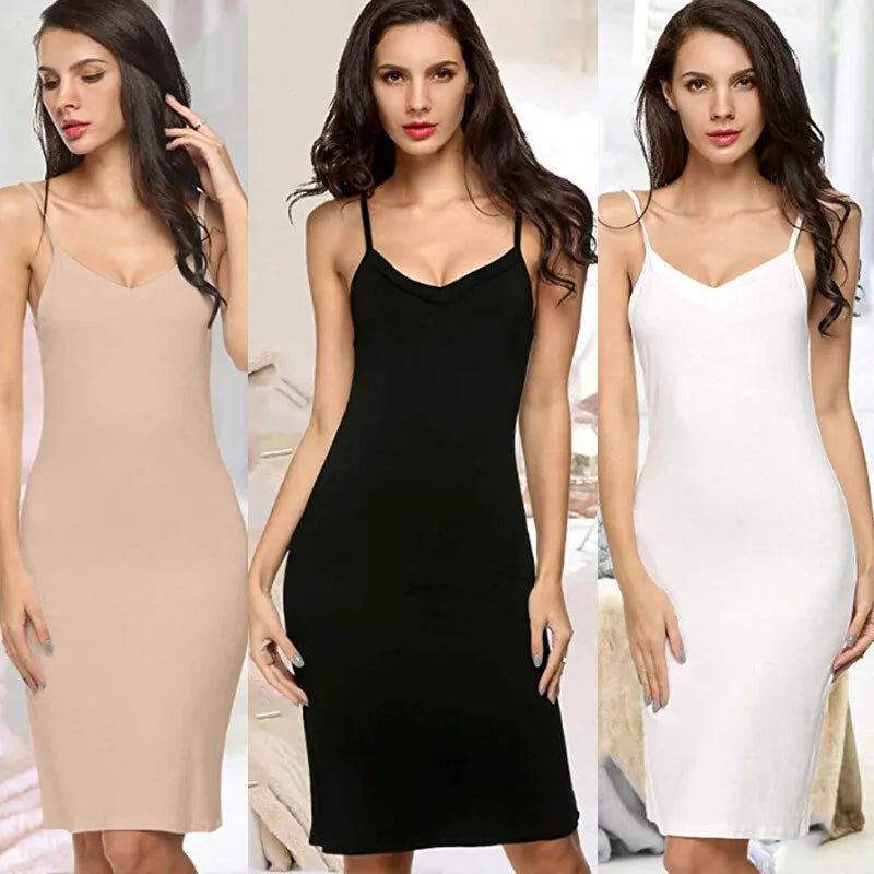 Solid Sling Dress for Womens Compression Sleeveless Slip Under Dress Backless Soft Pajamas Breathable Underwear Sexy Sleepwear