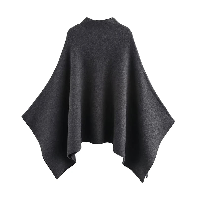 Women's Shawl Wrap Poncho Cape Cardigan Shawls for Fall Winter Spring Loose Stand Collar Asymmetric Knitted Cape Jacket