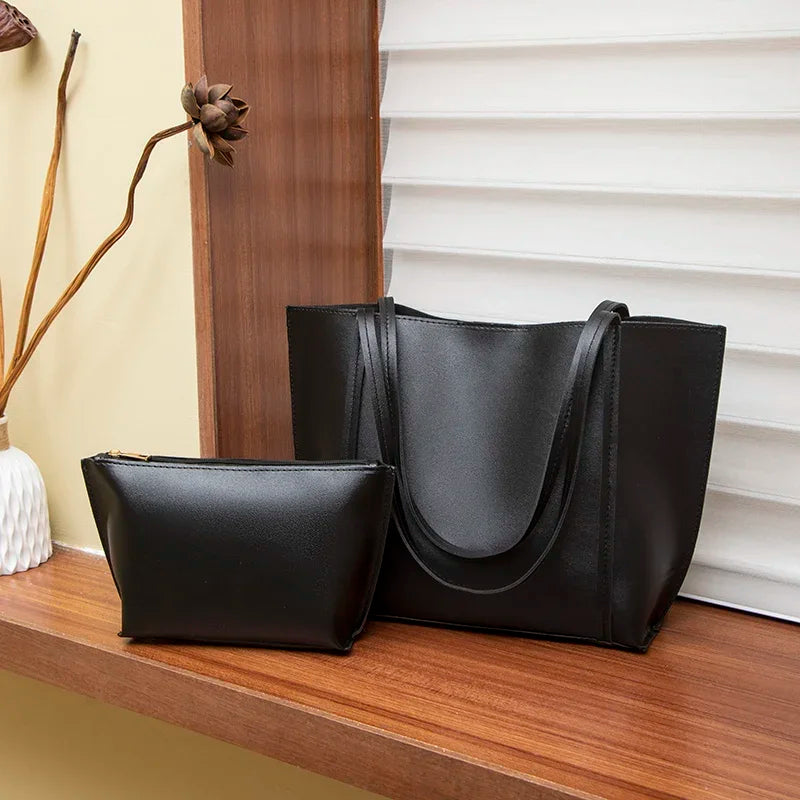 Tote Bags Simple and large-capacity fashion shoulder women's bag solid color minimalist style fashion tote bag travel light and