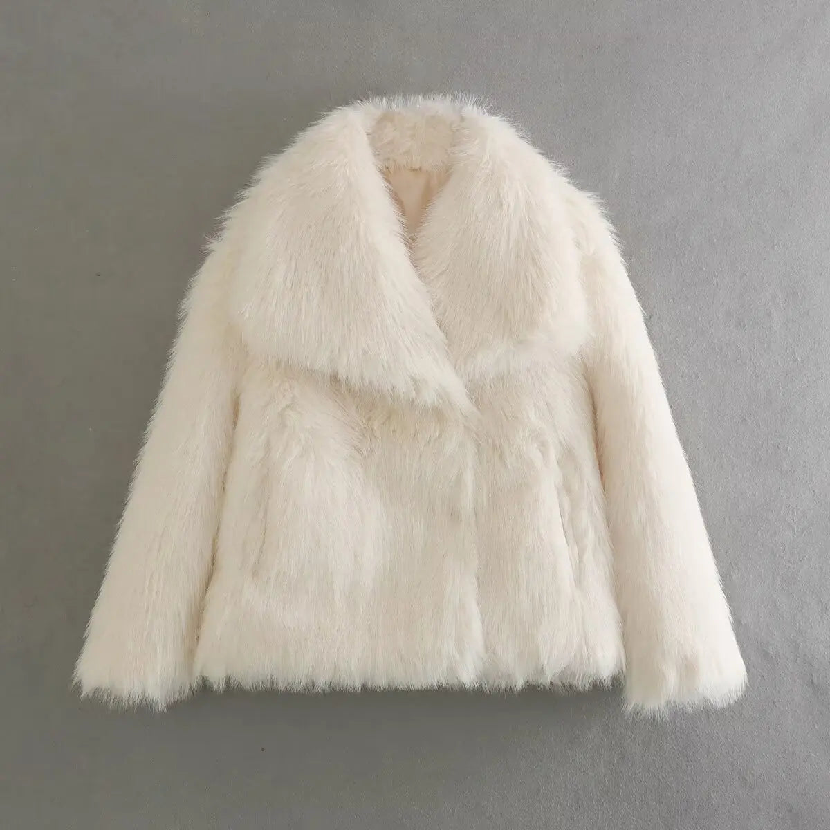 Women's 2025 New Large Lapel Thickened Coat Artificial Fur Effect Temperament Elegant Warm Jacket