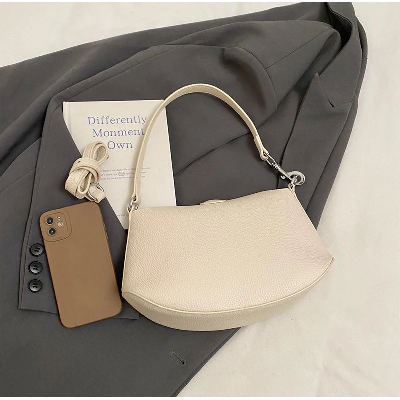 Pea Pod Crossbody Shoulder Bag,Women's Lychee Pebbled Pattern Women Dumpling Sling Bag,Chic Simple Minimalist Commuter Purse