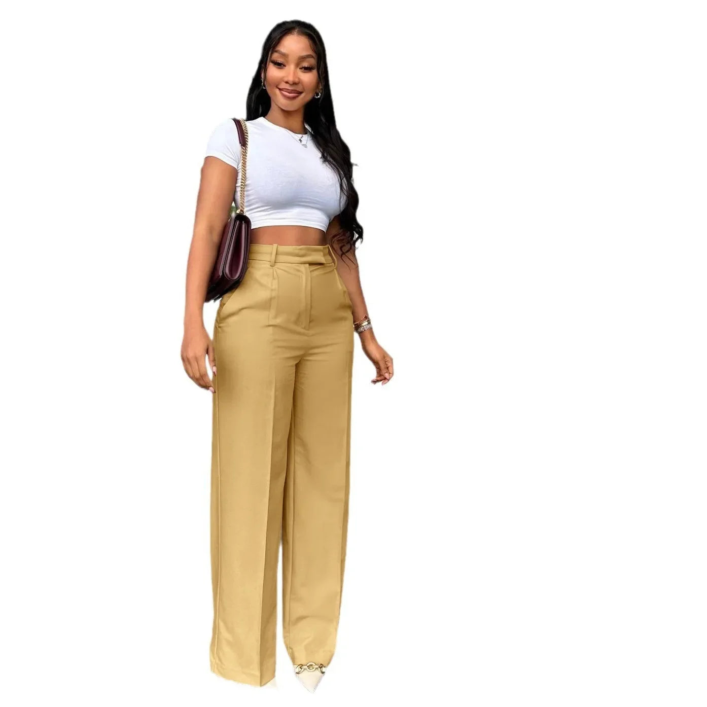 2025 New Women's Pants High Waist Straight Wide Leg Casual Pants