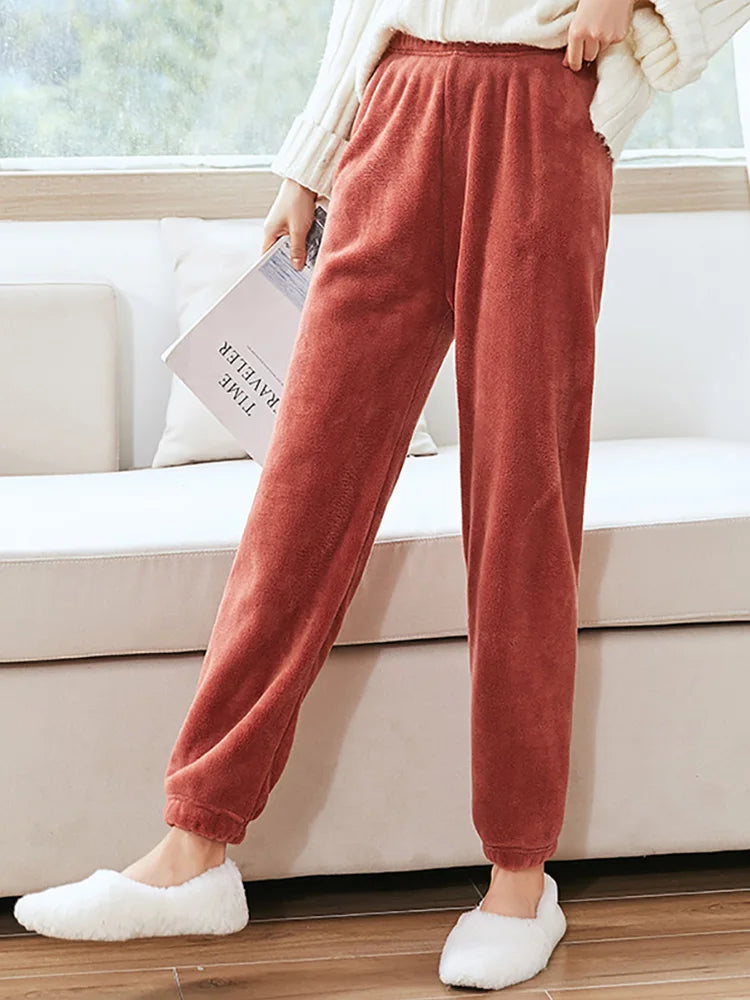 ITOOLIN Women Cashmere Pajama Sets Autumn Winter Woolen Pullovers And Pants 2 pieces Sets For Women Underwear Thermal Sets 2023
