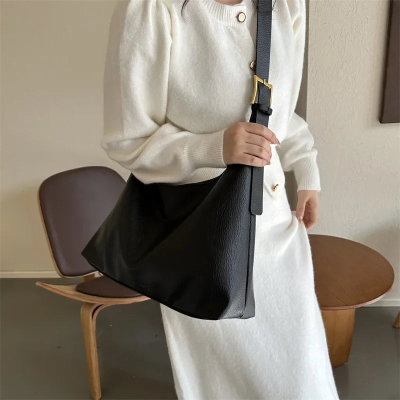 Soft Pu Leather Women Messenger Bags Fashion Vintage Ladies Shoulder Tote Bags Solid Color Female Large Capacity Handbags Purse