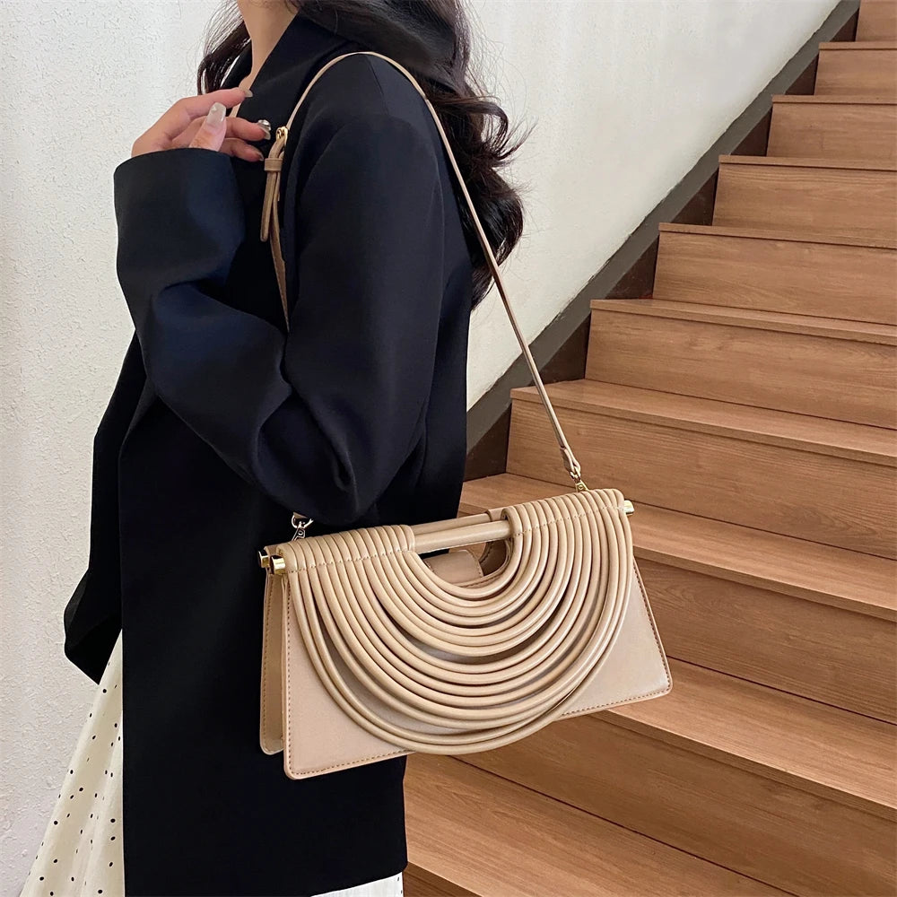 Branded Luxury Evening Clutch Purse For Women Noodles Design Golden Crossbody Bag For Wedding Dinner Party Designer Handbag 2025