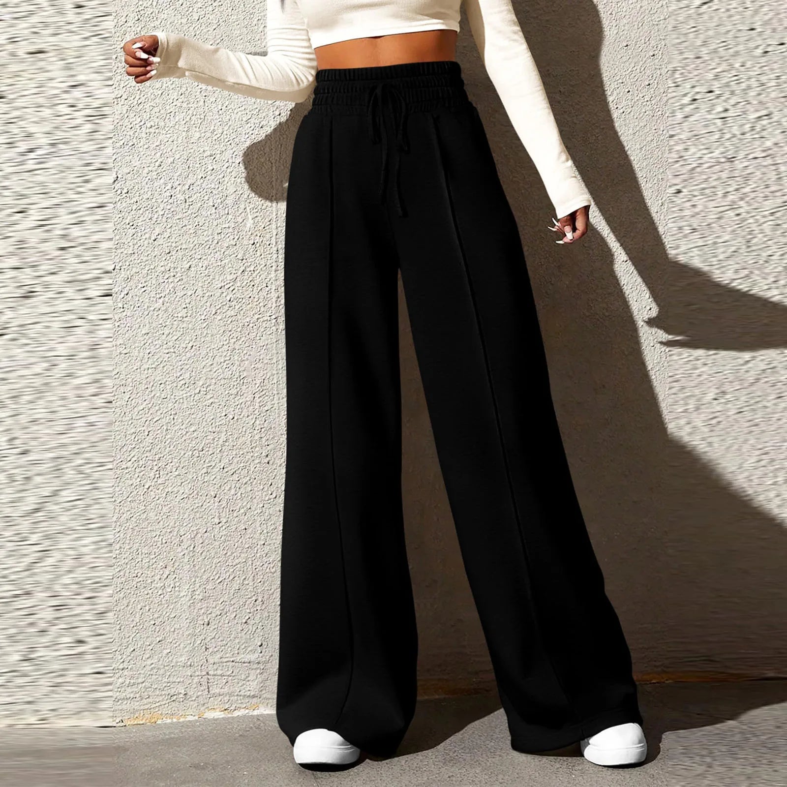 Wide Leg Pants For Women’S Fleece Lined Sweatpants Straight Pants Bottom All-Math Plain Fitness Joggers Pants Travel Basic