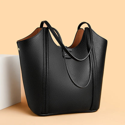 Elegant Women's Handbag Quality Leather Top-Handle Bag Ladies Solid Color Shoulder Crossbody Bag Casual Tote Purse Messenger Sac