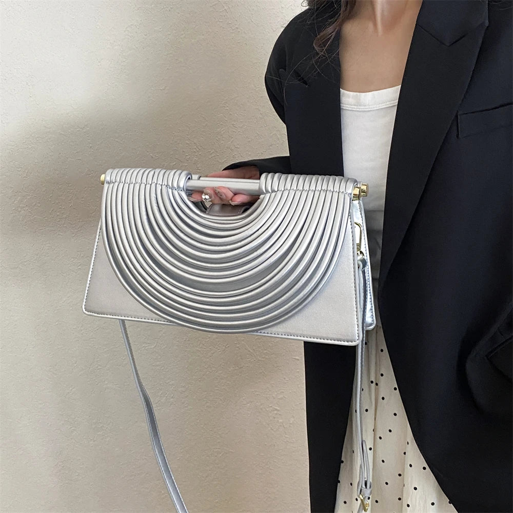 Branded Luxury Evening Clutch Purse For Women Noodles Design Golden Crossbody Bag For Wedding Dinner Party Designer Handbag 2025