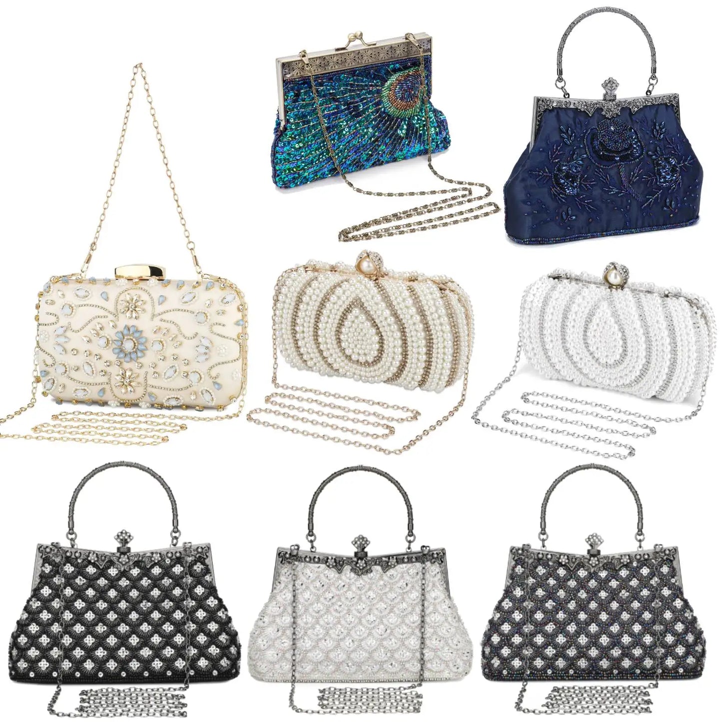 Evening Clutch Bags Fashion Women Elegant Silver Gold Shiny Handbag Wedding Party Long Purses Banquet Clutch Purses Shoulder Bag