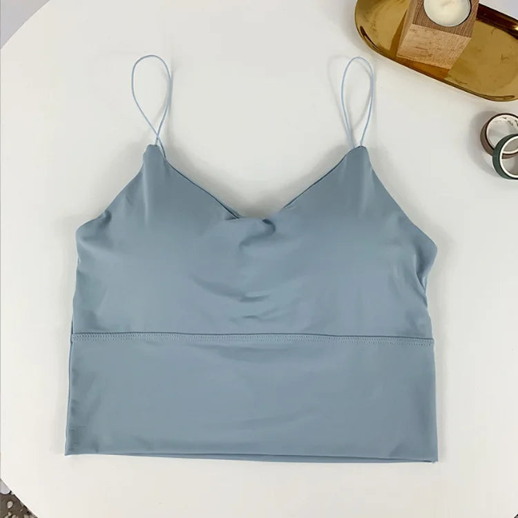 Women Summer Vest Tops Sleeveless Cotton Bustier with Pads Soft Elastic Wear-resistant Vest Crop Top Seamless Bralette Tees