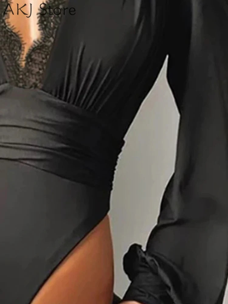 Sexy Lace Embroidery Bodysuit Female Jumpsuit Overalls Slim Outfits Rompers