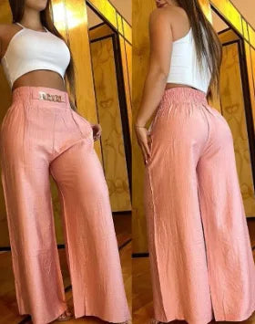 Women's High Waist Wide Leg Pants Fashion Solid Office Female Casual Flared Pants For Women Summer New Elegant Black Trousers