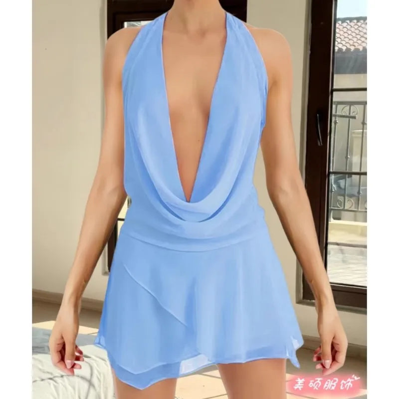 The Sleeveless  V-Neck Halter Dress