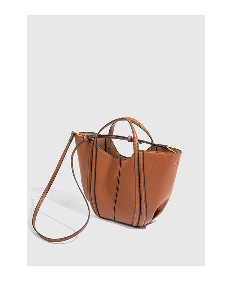 Luxury Quilting Basket Bags for Women Handbags PU Leather Bucket Bag Fashion Designer Shoulder Crossbody Bag Female Purses NEW