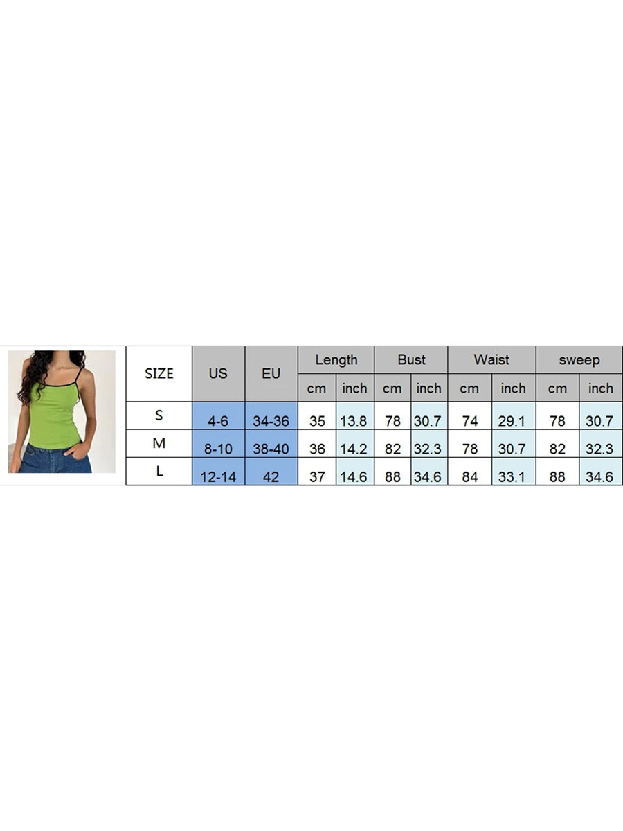Women Spaghetti Strap Tank Top Scoop Neck Contrast Trim Crop Cami Top Y2K Aesthetic Sleeveless Fitted Basic Tops Streetwear