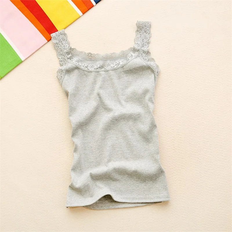 Women Tops Summer Sleeveless Women Tank Top With Lace Top Red Inside Wear Lace Camisoles Loose Underwear Womens Clothing Vest