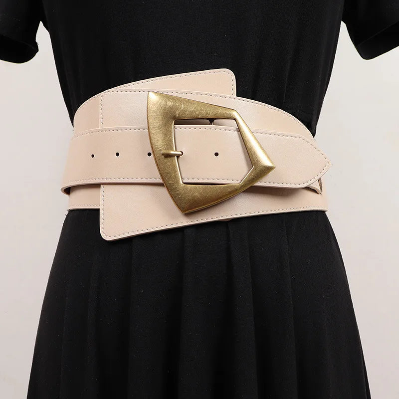 2025 New Fashion PU Elastic force Leather Women Wide Corset Belt Luxury Design Metal Buckle Waist Belt Dress Belt Accessories