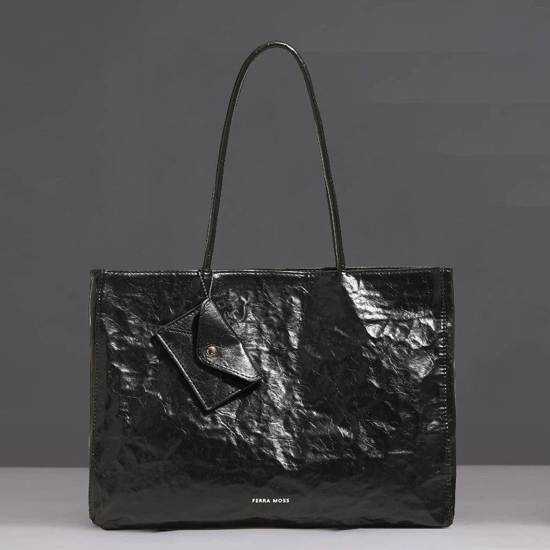 England Style Tote Bags For Women Luxury Designer Handbags Purses 2024 New In PU Oil Wax Skin Wrinkles Letter Underarm Shoulder