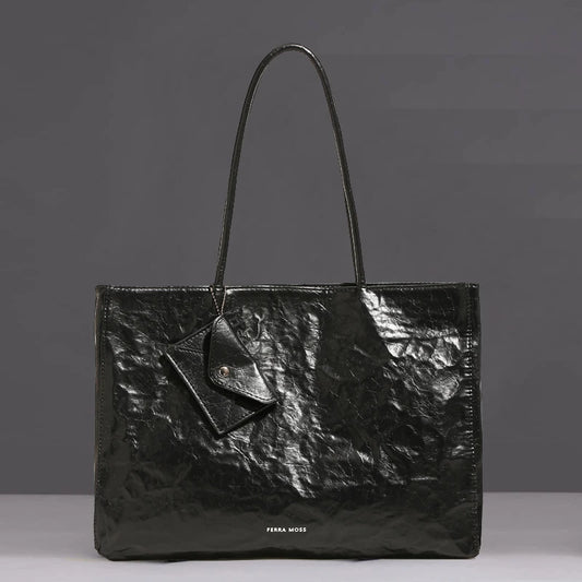 England Style Tote Bags For Women Luxury Designer Handbags Purses 2024 New In PU Oil Wax Skin Wrinkles Letter Underarm Shoulder