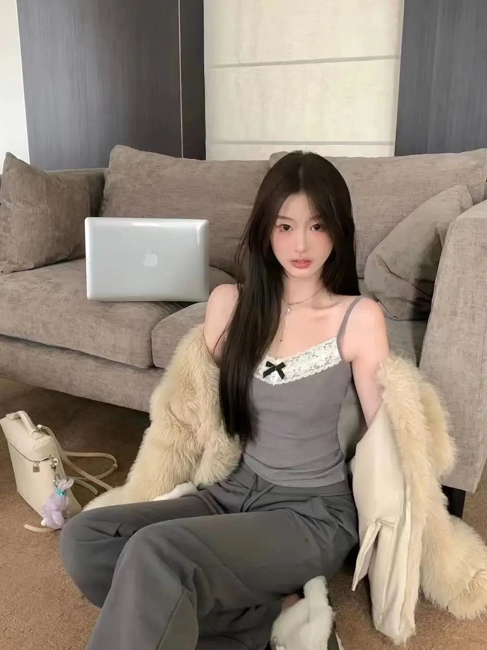 Women Camisole Tank Tops Sexy Bow Sleeveless Corset Top with Chest Pad Sweet Lace Patchwork Crop Tops Summer Slim Elegant Camis