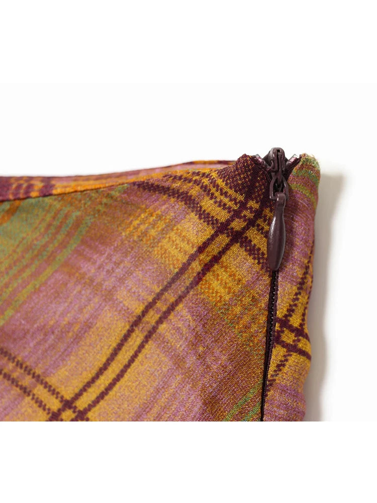 Women Skirts 2025 Women Autumn New Fashion Checkered Print High Waist Asymmetrical Wrinkle Hem Short Skirts Women Elegant Skirts