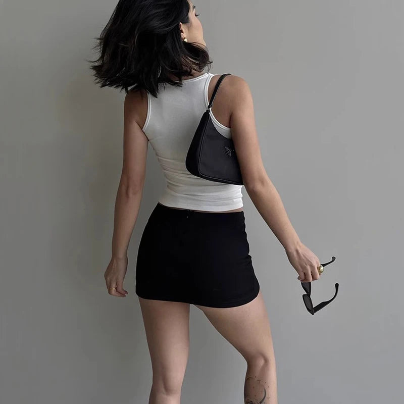 Women Scuplted Square Neck Tank Top