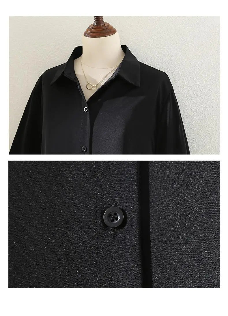 Blouses Tops Women White Black Long Lantern Sleeve Office Lady Temperament Autumn Winter Basic All-match Design Chic Female New