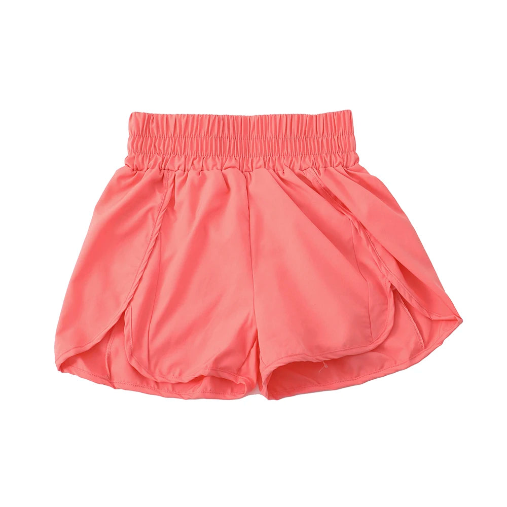 Women's Athletic Shorts High Waisted Running Shorts Pocket Sporty Short Gym Elastic Workout Shorts Quick Dry