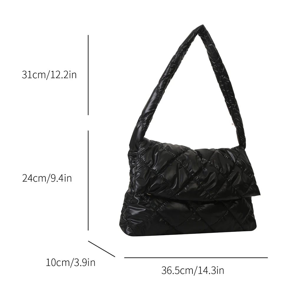 Puffer Tote Bag for Women Shoulder with Adjustable Strap Handbag Underarm Bag Purse Quilted Big Puffy Large Capacity Tote Bag