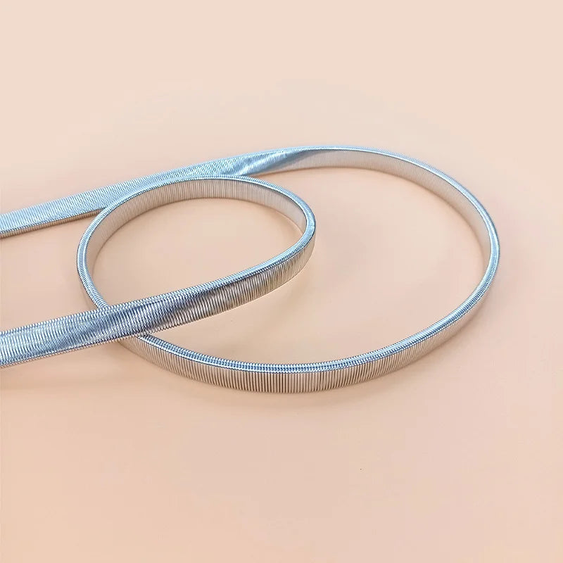 Hot New Women's Metal Spring Waist Chain Luxury Fashion Dress Dot Buckle Elastic Chain Belt Small Elegant Metal Belt For Women