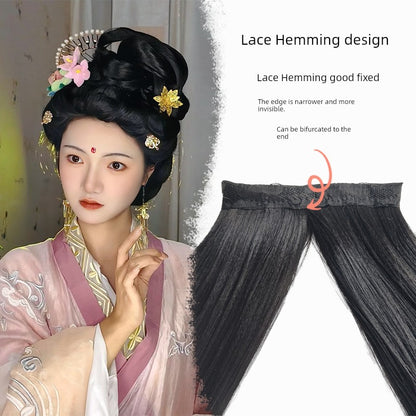 Han Dynasty Micro Oil Hair Pack Wig Set Additional Hair Volume Ancient Costume Style Winding Ring Vertical Ring Modeling Makeup Artist Special Straight Hair Piece