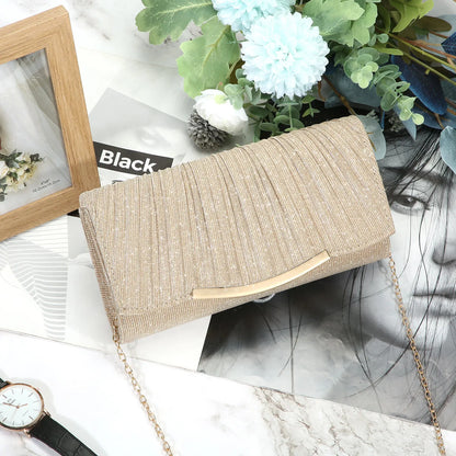 Evening Clutch Bags Fashion Women Elegant Silver Gold Shiny Handbag Wedding Party Long Purses Banquet Clutch Purses Shoulder Bag