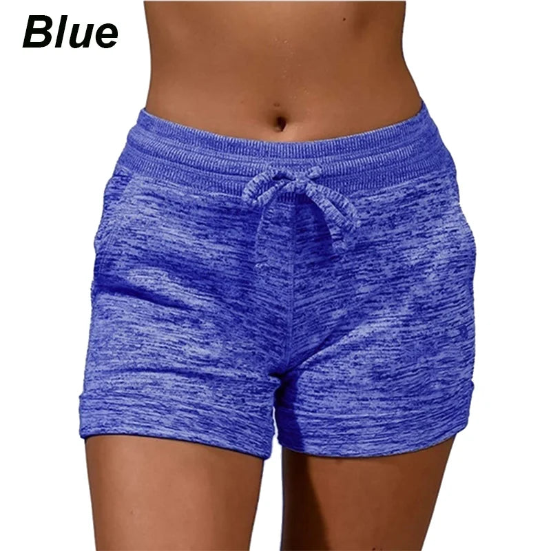 Womens Solid Elasticated Waist Shorts Ladies Summer Yoga Gym Fitness Jogging Hot Pants Sweatpants Clothing